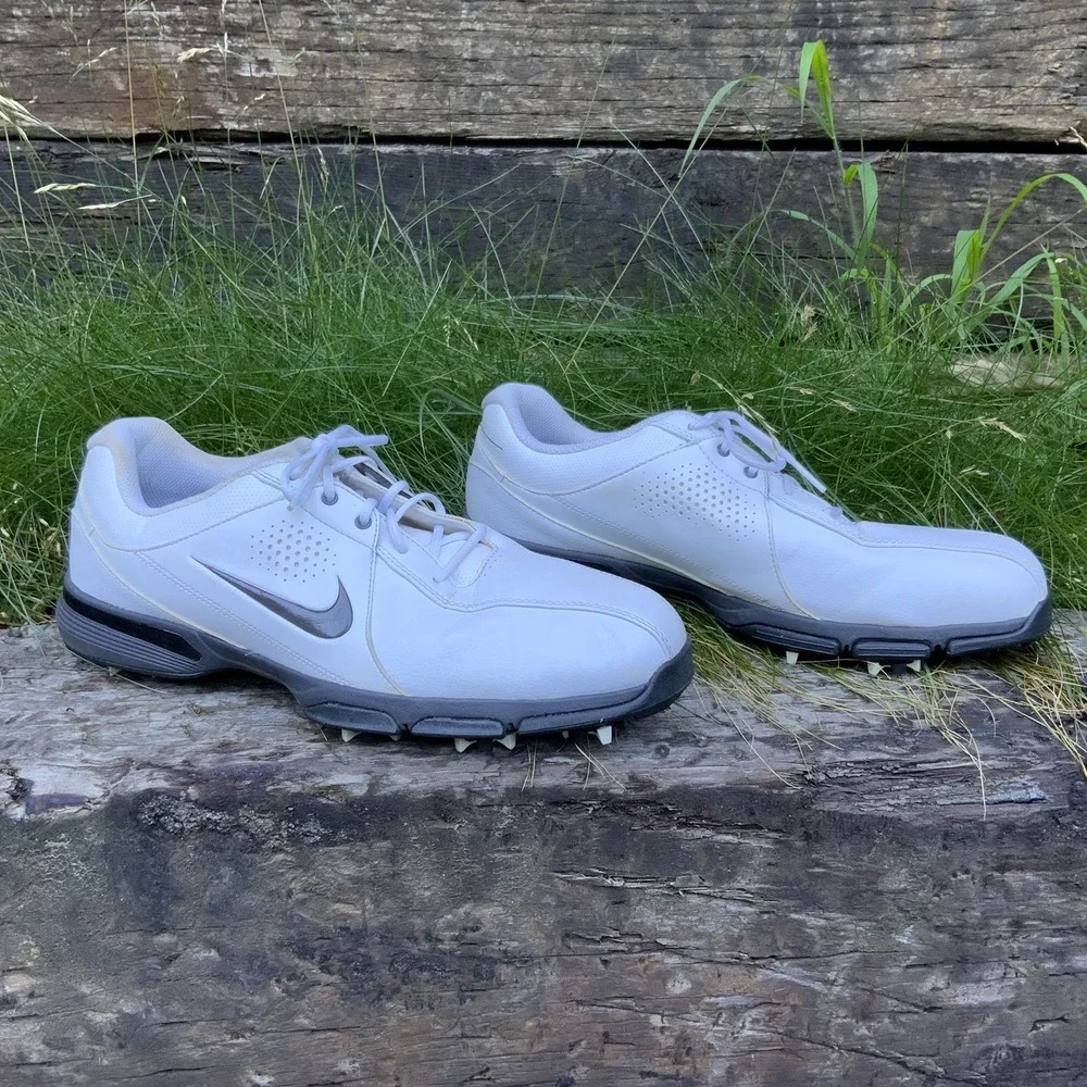 Nike Durasport III Soft Spike Shoes 628527-101 Men Size 11 White/Black Golf‎
